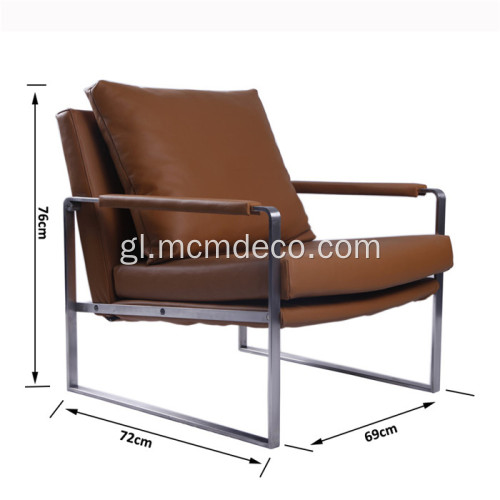 Sillón moderno Zara de aceiro inoxidable